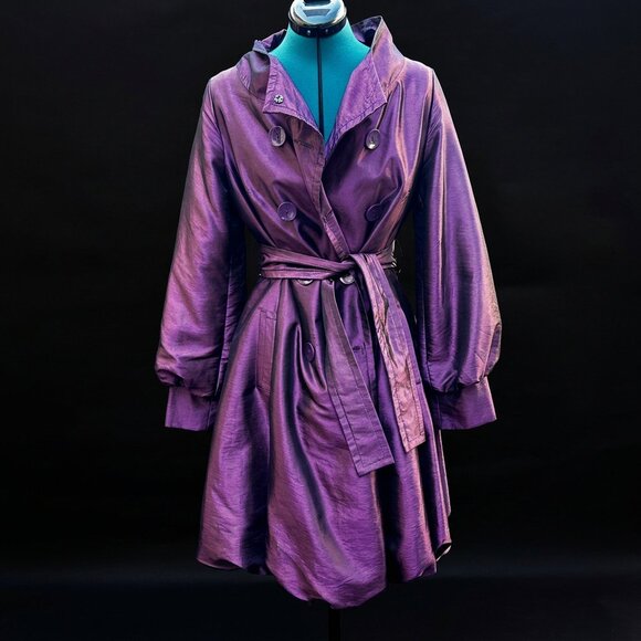 COFFEESHOP NYC Jackets & Blazers - COFFEESHOP NYC Iridescent Purple Trench Coat Belted Jacket Size M